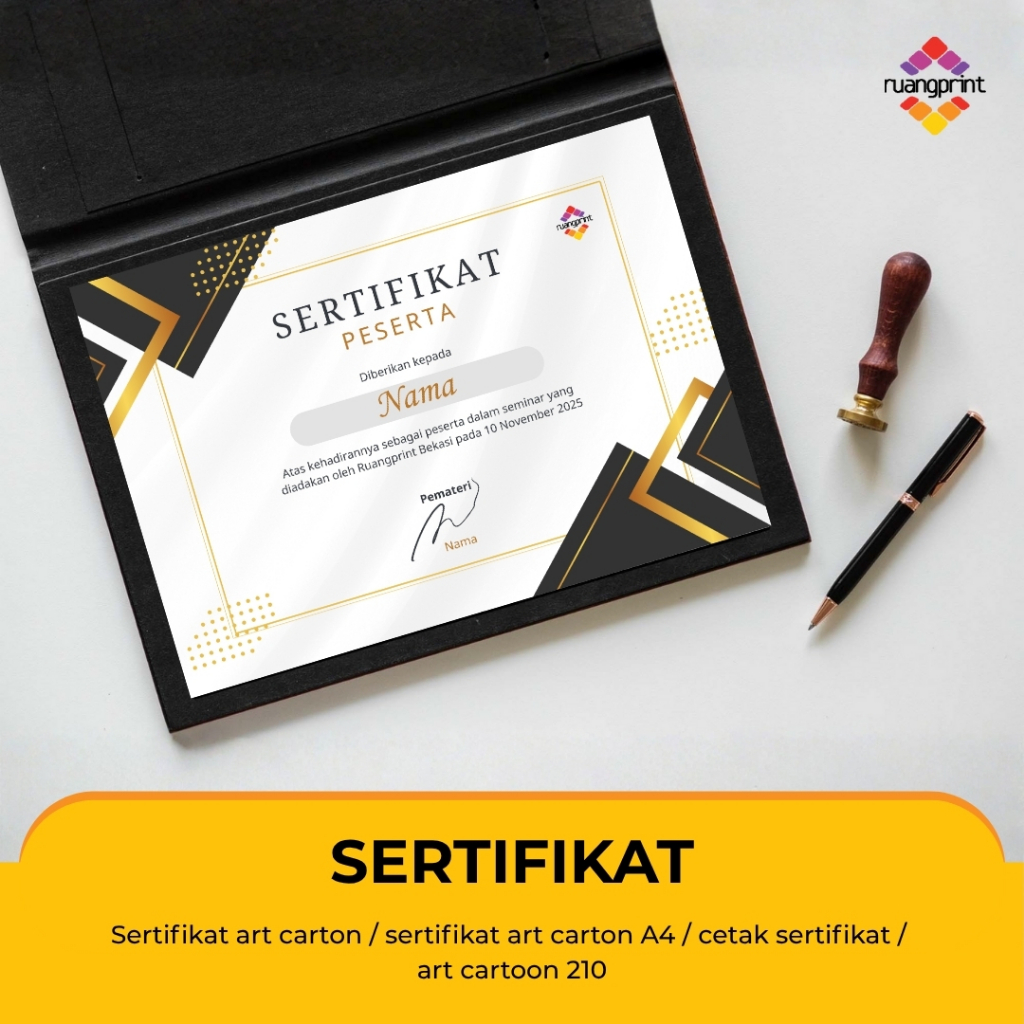 sertifikat art carton / sertifikat art carton A4 / cetak sertifikat /  art cartoon 210