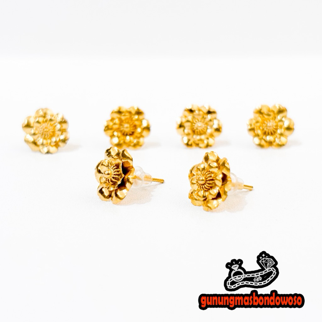Giwang mawar emas asli kadar 300 6k berat 1gr