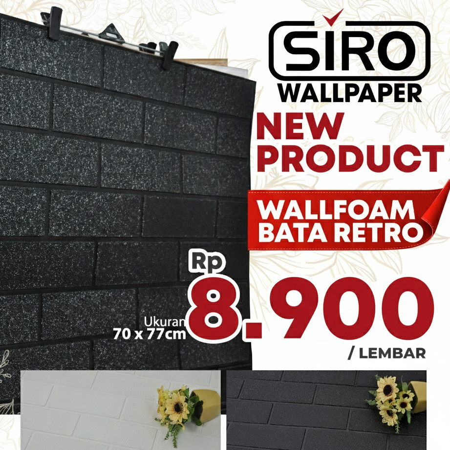 WALLPAPER FOAM BATA RETRO 3D WALLFOAM BATA RETRO 3D WALLPAPER DINDING SUDAH ADA LEM/PEREKAT
