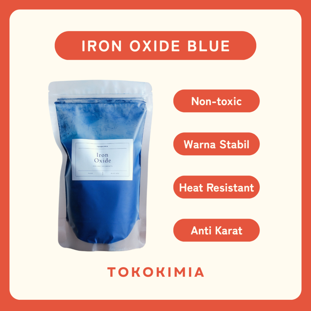 Iron Oxide Blue - Organic Pigment Powder Pewarna Bubuk Verf Oker Biru 500 gram by TOKOKIMIA