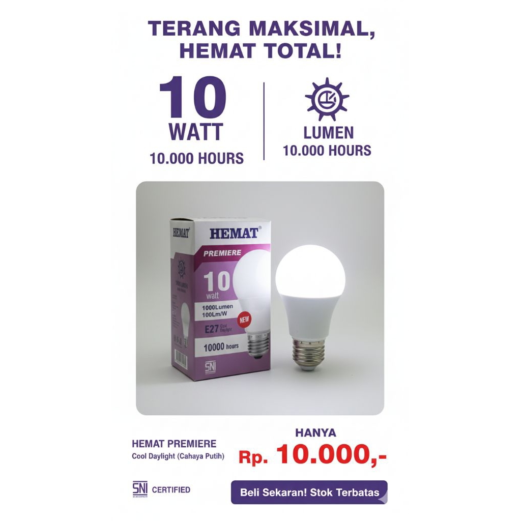 Lampu LED Hemat Premiere 10 Watt
