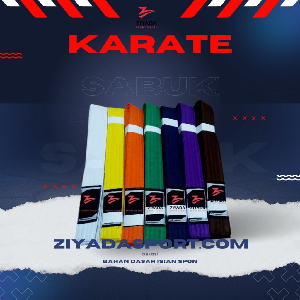 SABUK KARATE MERK ZIYADA, SABUK SPON WARNA ZIYADA