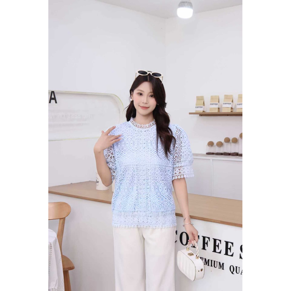 Blouse Brokat/Atasan Brokat/Blus bahan brokat/Blus Import