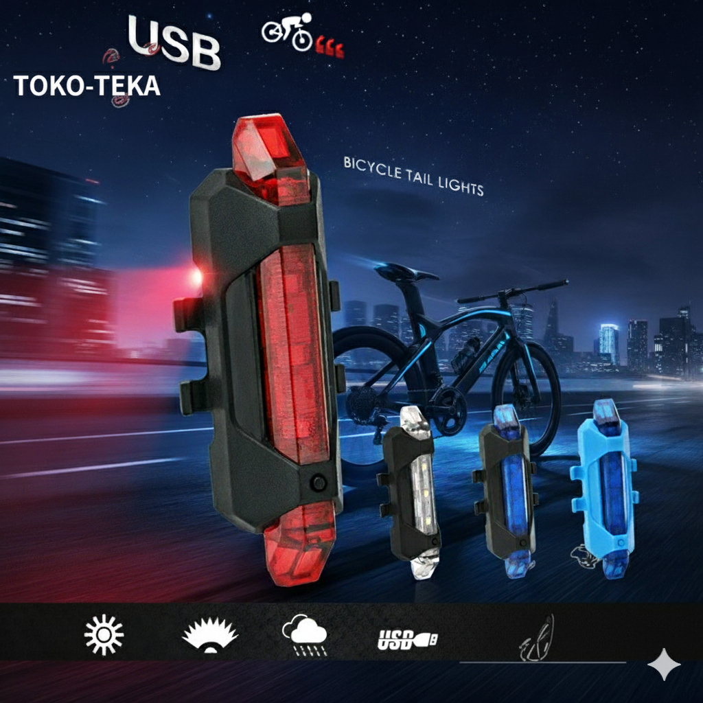 Lampu Belakang LED Sepeda USB Anti Air / SEPEDA LIPAT/ LAMPU SEPEDA MTB / Sepeda Gunung LED