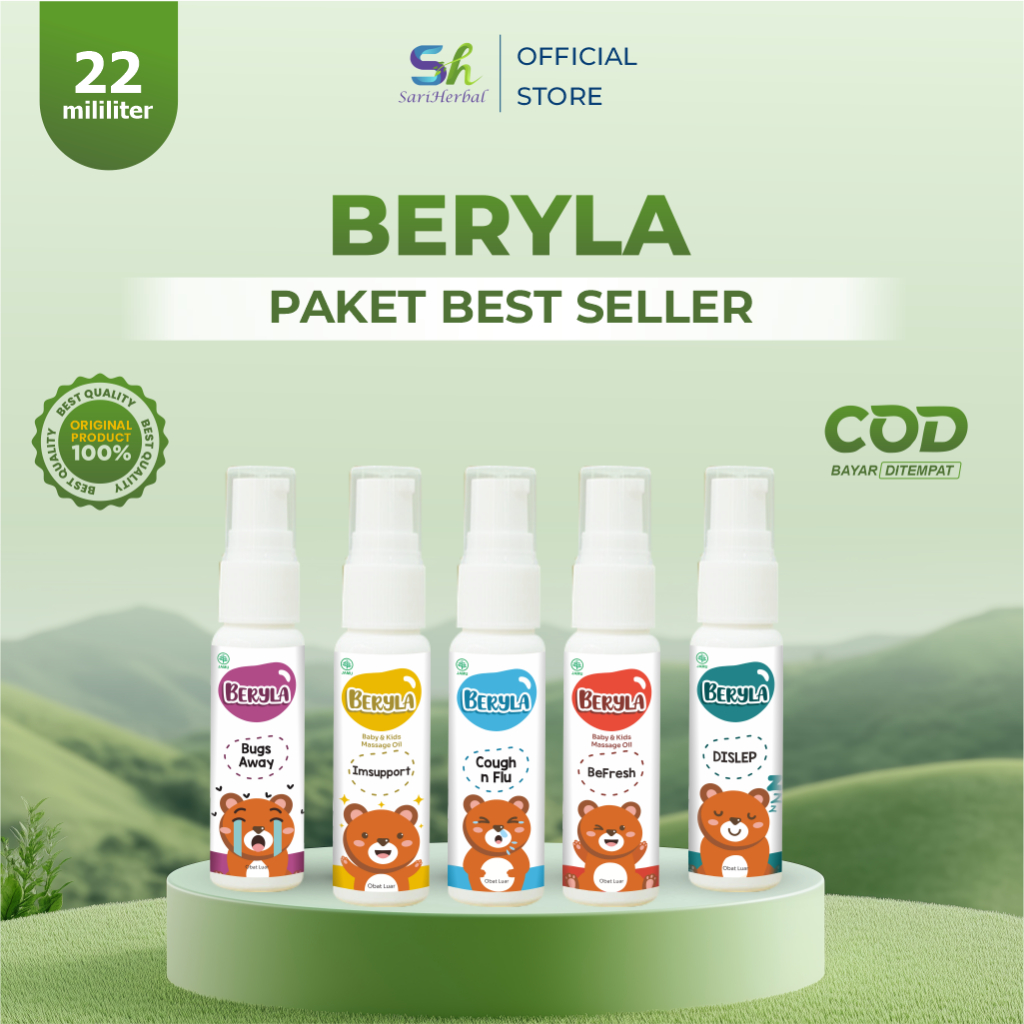 PAKET 4 Beryla Baby Oil Minyak Pijat Essential Oil Bayi 22 ML