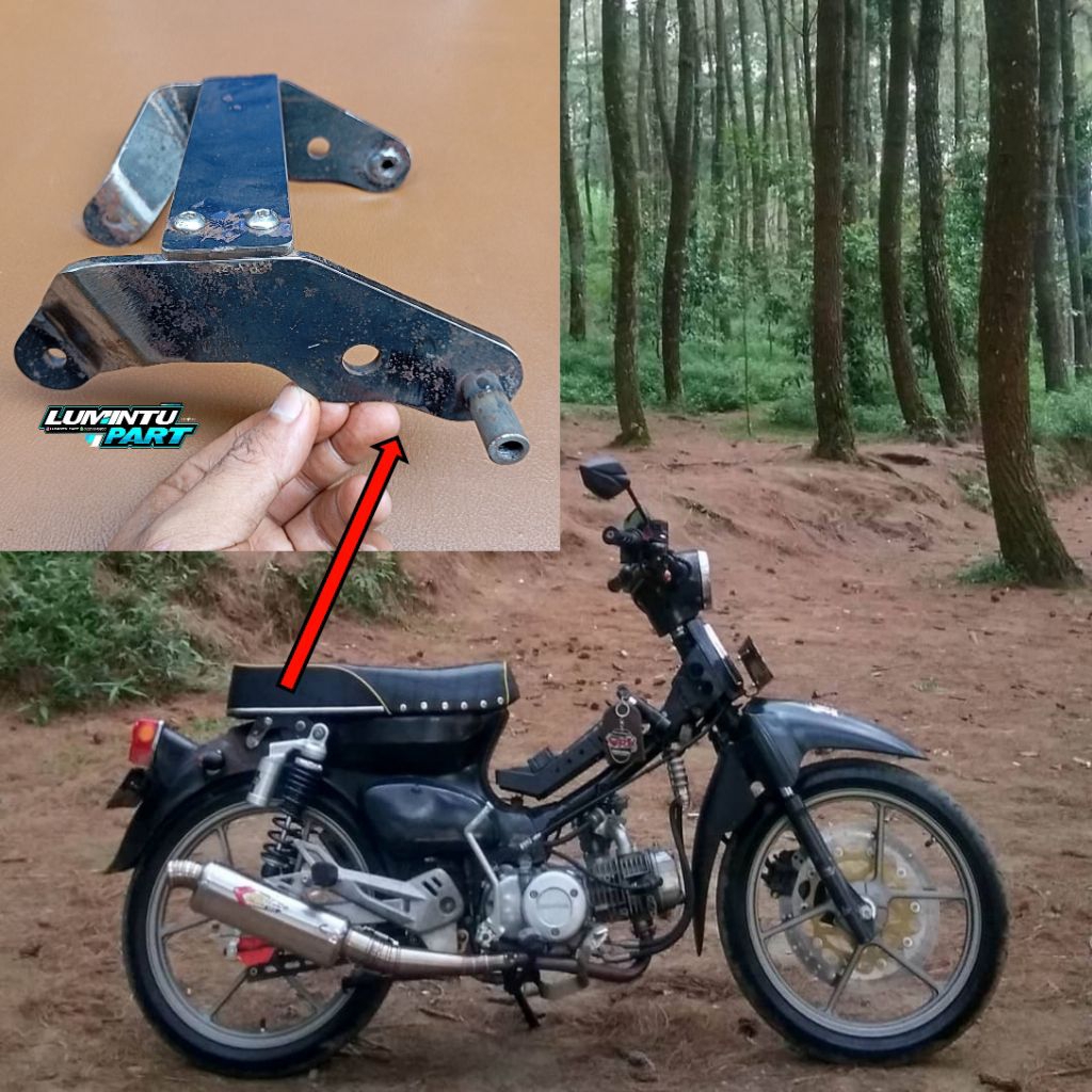 Pangkon jok C70 Custom tebal plat 5mm untuk mengubah sudut kemiringan shock