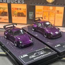 PGM 1:64 RWB 993 Frosted Purple Simulation Limited Edition All Open Alloy Metal Static Car Model Toy