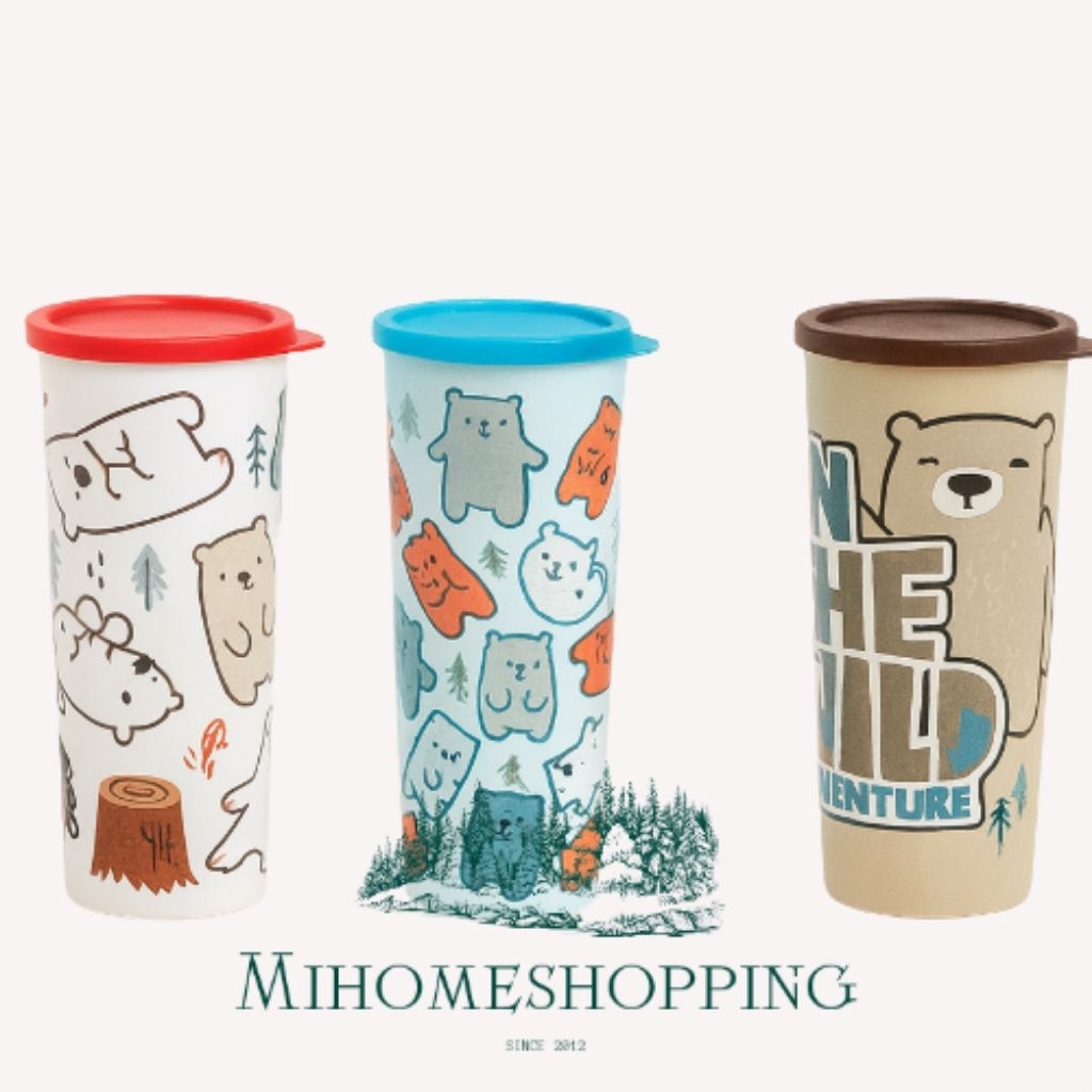 Tupperware bear tumbler 470ml flat seal gelas air minum anak kedap cairan