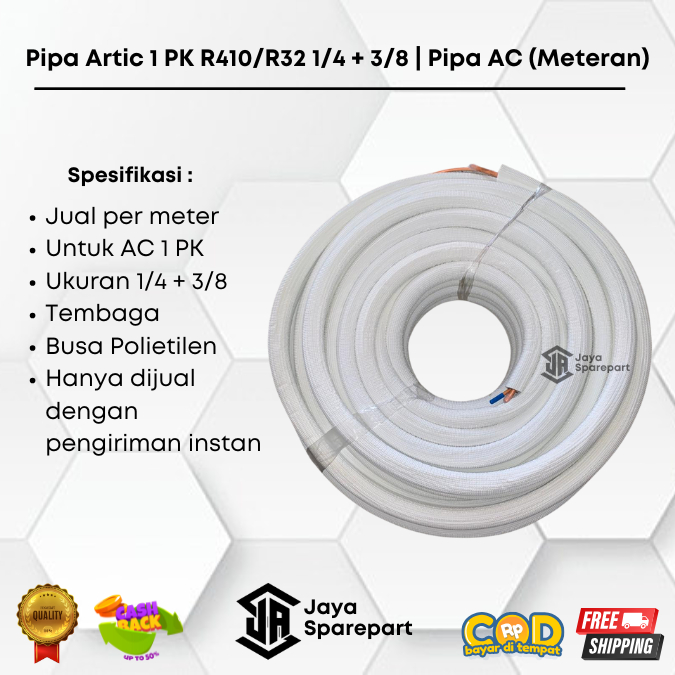 Pipa Artic 1 PK R410/R32 1/4 + 3/8 | Pipa AC (Meteran)