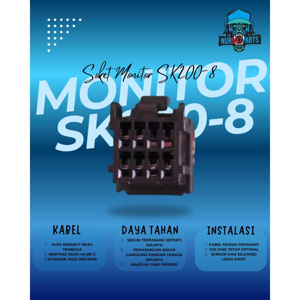 Soket Konektor Monitor SK200-8 Kobelco Excavator Socket Connector Nur547parts