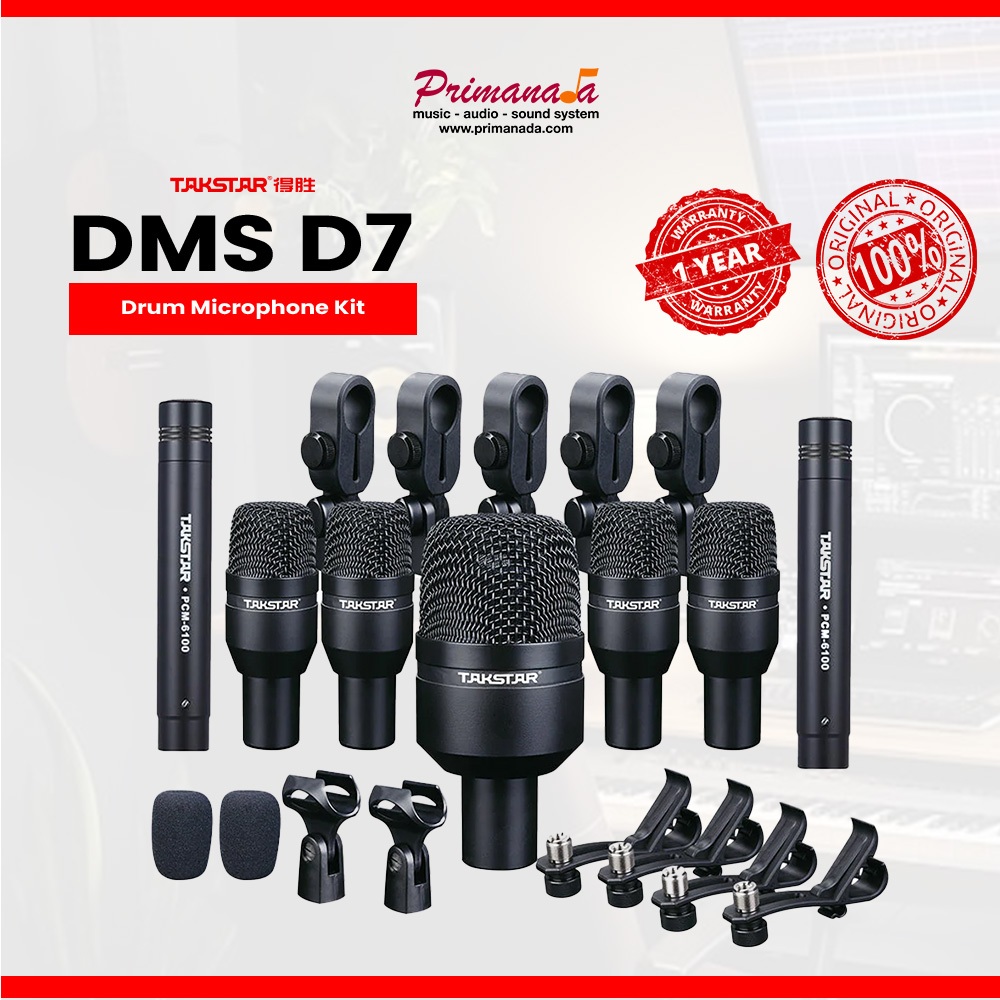 Takstar DMS D7 Mic Drum Lengkap Microphone Akustik Drum Suara Nendang untuk Rekaman & Live Performan