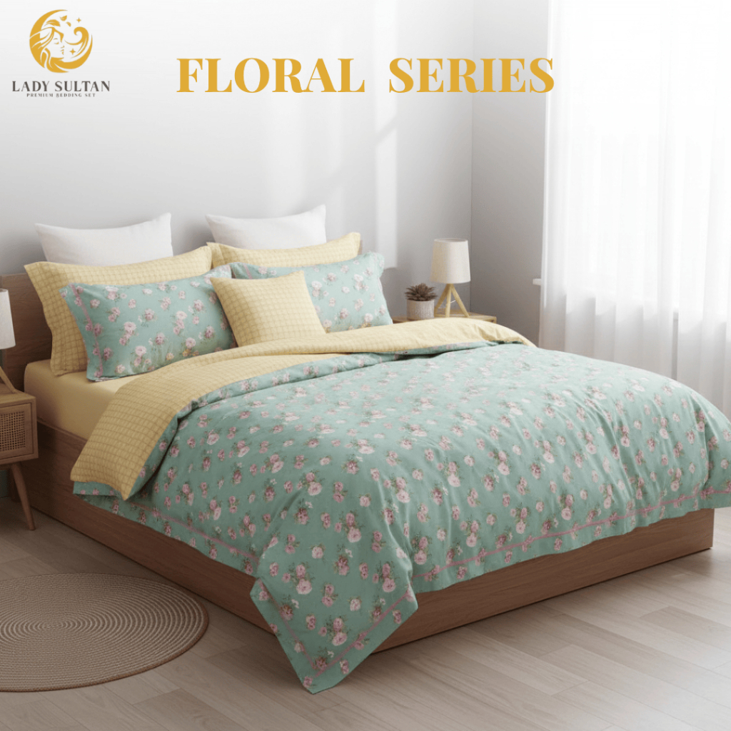 LADY SULTAN Bedcover Set Katun Catra Premium Motif Bunga Floral Shabby Chic Cantik Part 1