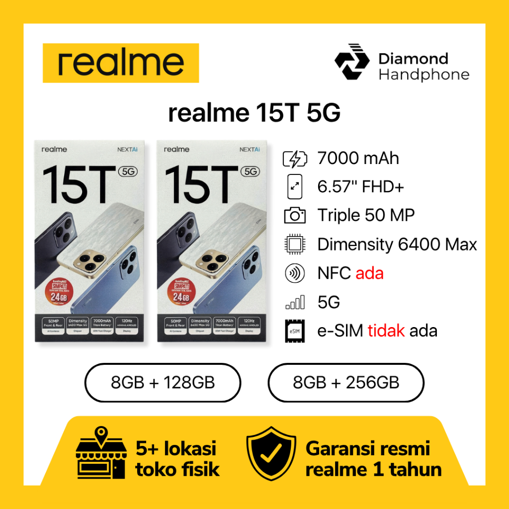 Realme 15T 5G 8/128 8/256 8/128GB 8/256GB I 8GB 128GB 256GB Garansi Resmi