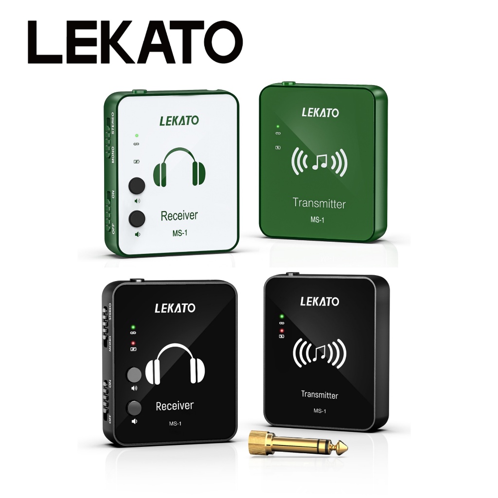 LEKATO MS-1 Wireless Transmitter In Ear Monitor System IEM Earphone Ear Monitor Wireless Rechargable