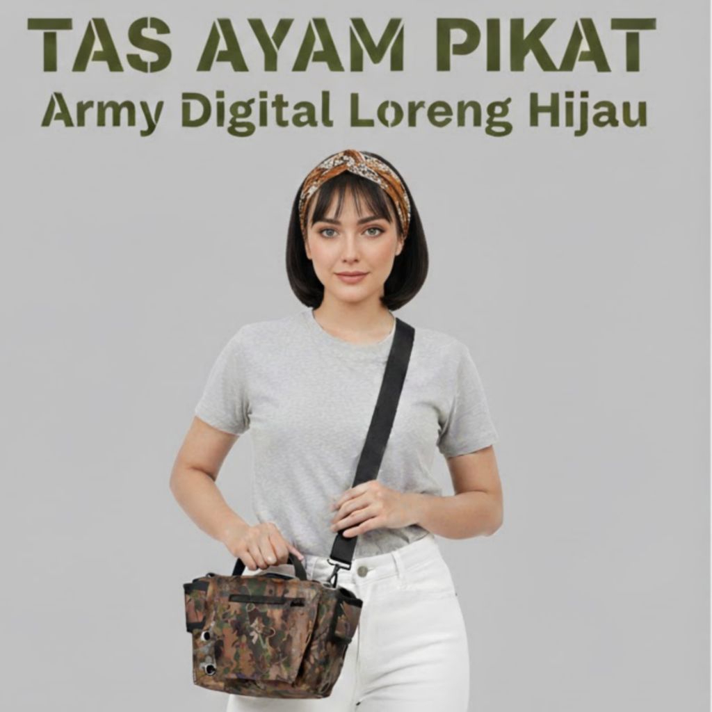 Tas Ayam Pikat digital  Loreng Hijau • Bahan Tebal • Ventilasi Ring • Tas Pemburu Ayam Hutan