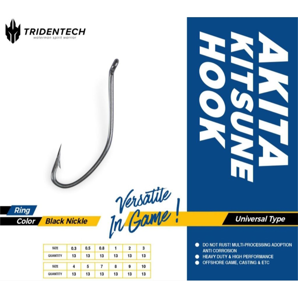 Kail Tridentech Akitakitsune 0,3 0,5 0,8 hook pancing micro fishing black nikel kuat microfishing