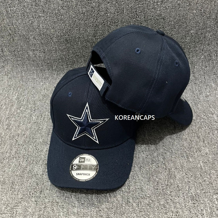 Topi Baseball Dallas Cowboys Navy Logo Bordir Adjustable Velcro Caps
