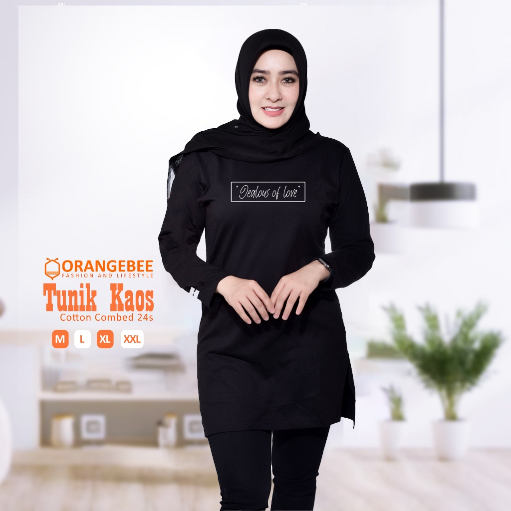 Tunik kaos Wanita - OrangeBee New Collection - Tunik Kaos - Tunik Muslimah - Tunik Kekinian - Terbar