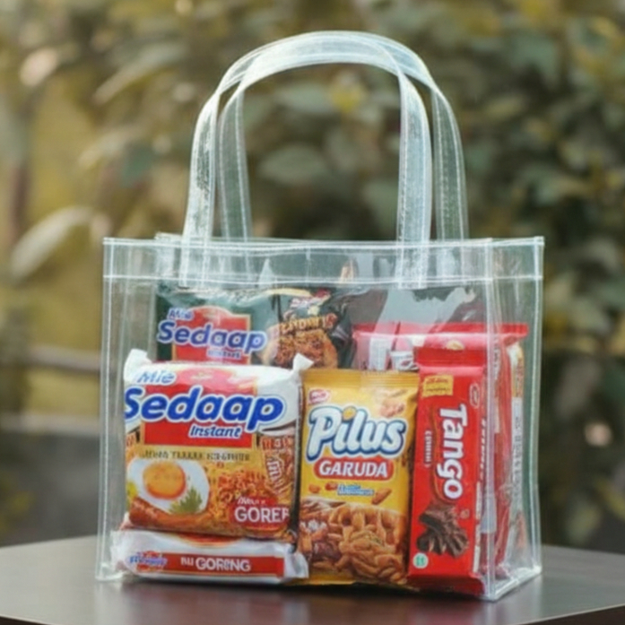 Tas Mika Bening Transparan Souvenir Goodie Bag Hampers