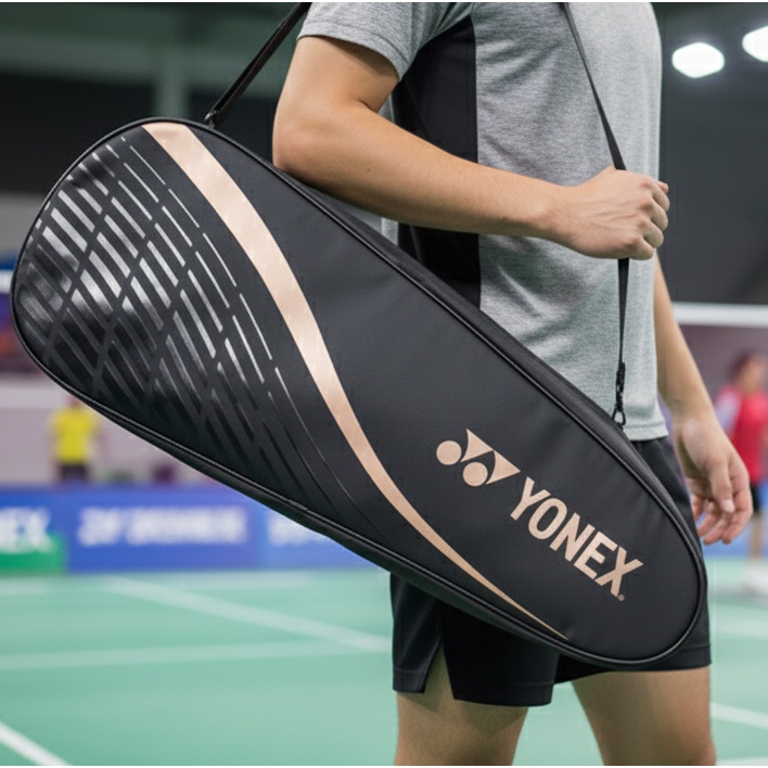 Tas Raket Badminton Yonex Thermal Premium Muat 2 Raket (Black/Gold)