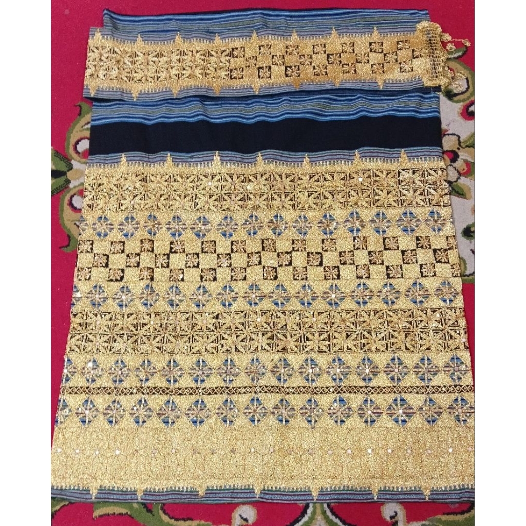 tapis songket lampung antik biru kualitas bagus