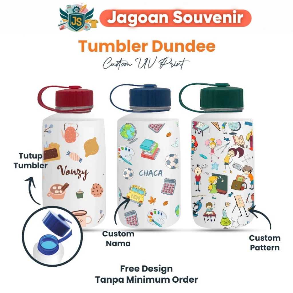 CUSTOM Tumbler Dundee Botol Minum 1 liter Custom Print Nama Botol Minum - Dundee Print UV - Tumbler 