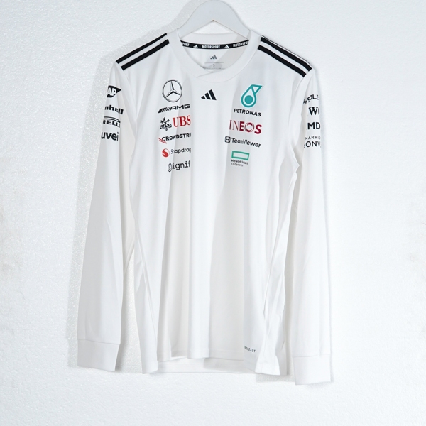 Kaos F1 PETRONAS MERCEDES AMG WHITE LONG TSHIRT 100% ORIGINAL