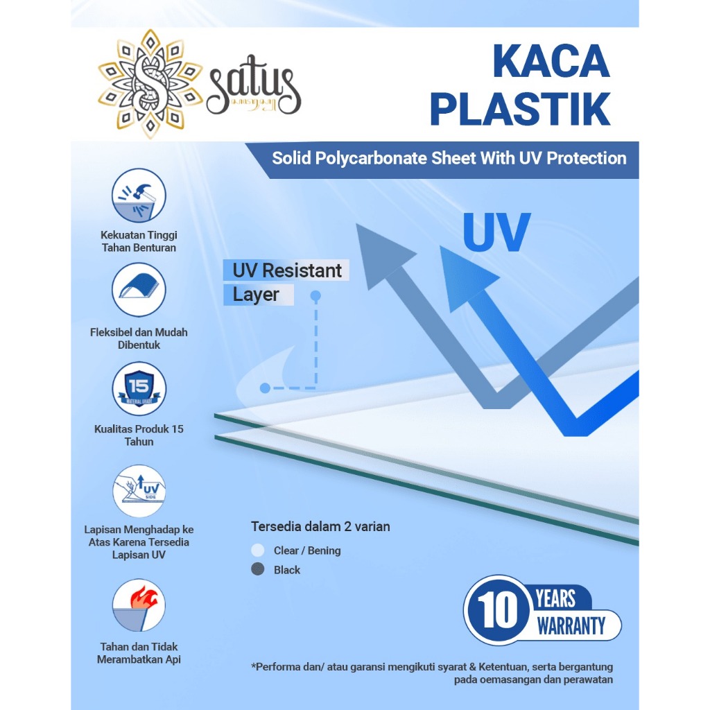 HOT SALE Atap Solid Polycarbonate SATUS BY BISA KULAK – Anti UV, Anti Panas, Tebal & Kuat untuk Kano