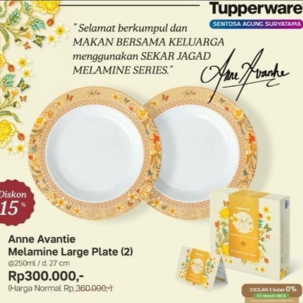 Plate Anne Avantie Melamine Large Tupperware Original (1)