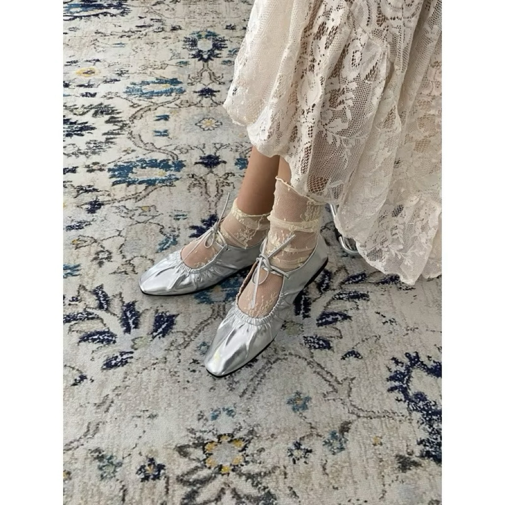 flatshoes east mount side silver ballerina