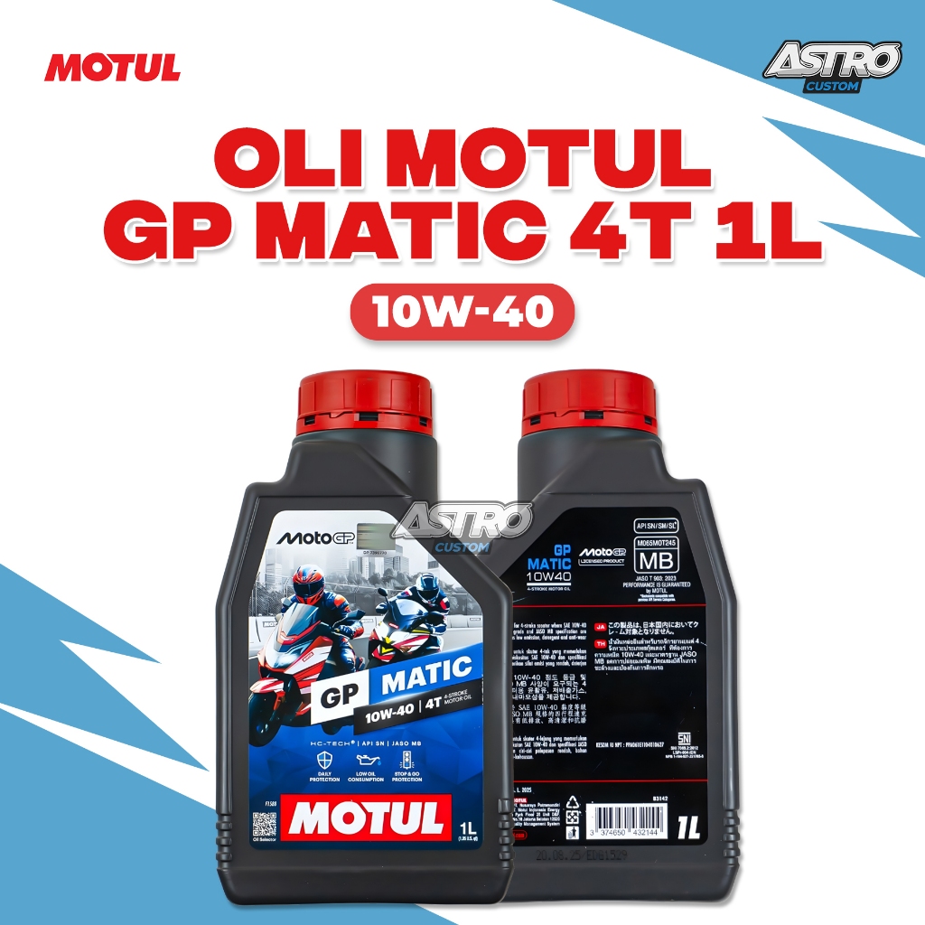 Motul Oli Motor GP MATIC 4T 10W40 1L 4 JASO MB Stroke Motor Oil Scooter Oli Motor CVT