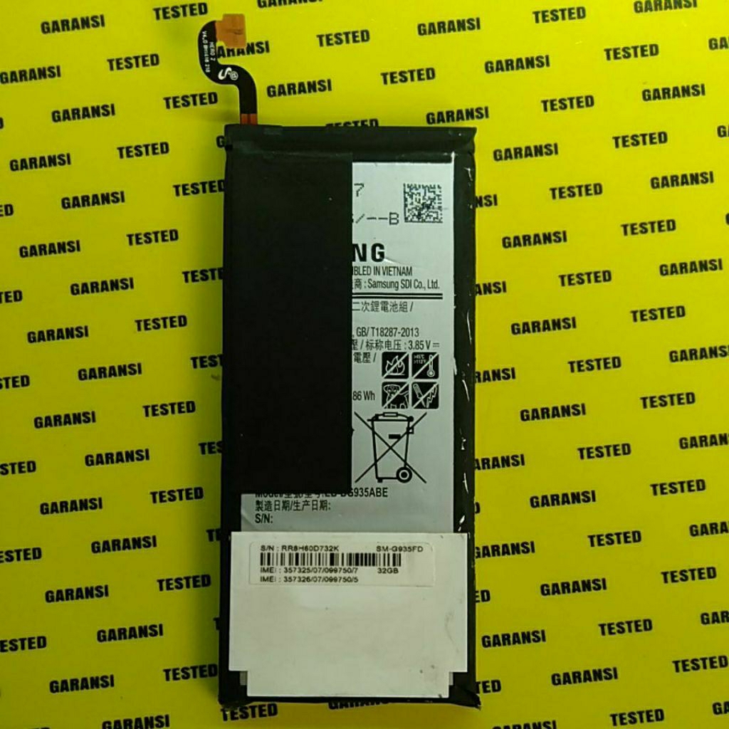Baterai SAMSUNG S7 EDGE • G935FD Model EB-BG935ABE Bekas Ori Copotan Tested Normal Lancar Siap Pasan