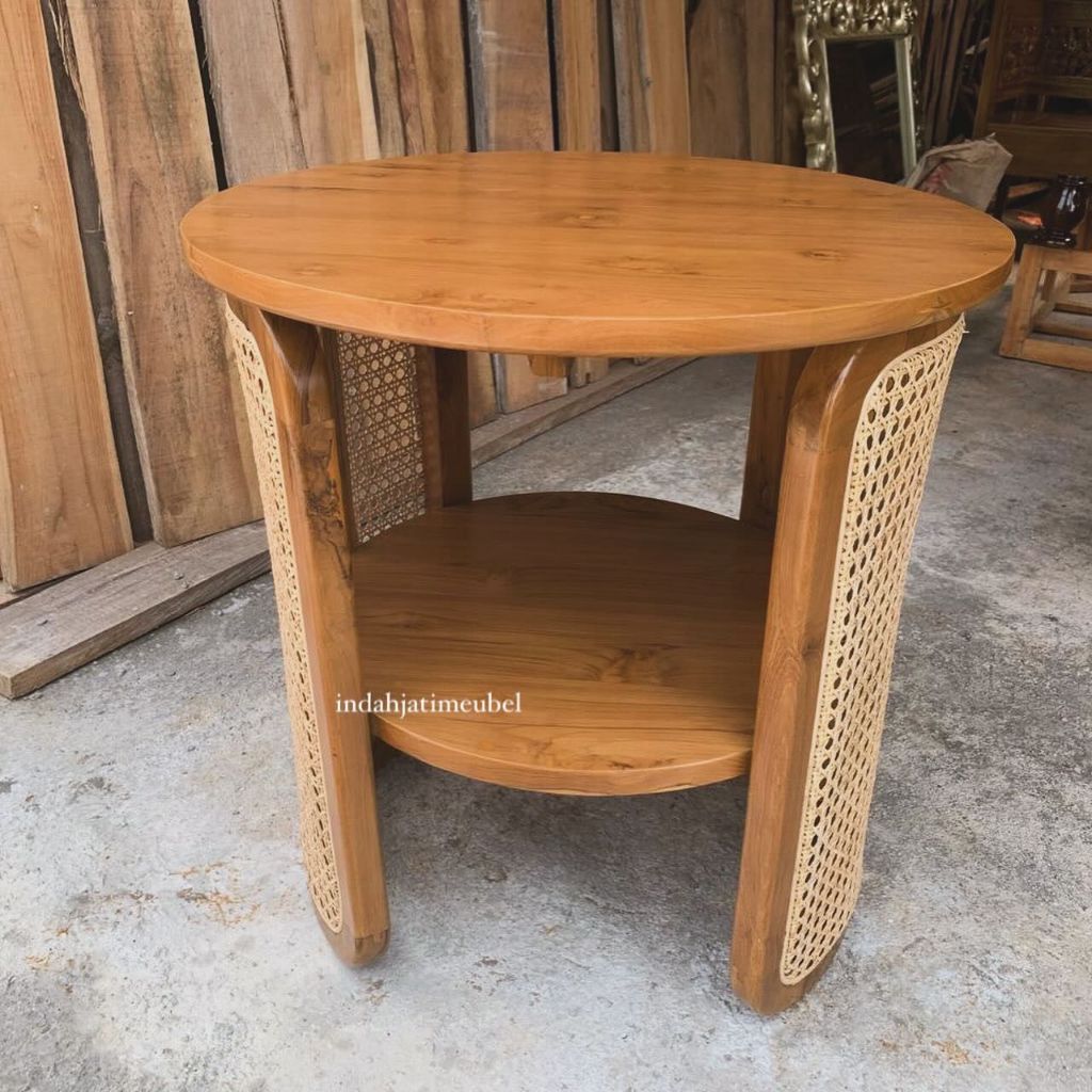 Meja Tamu Bulat Rotan Meja Teras Rotan Meja Rotan Minimalis Kayu Jati