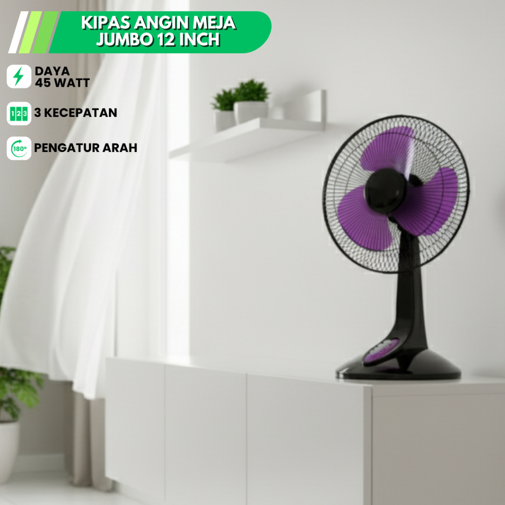 KIPAS ANGIN MEJA / KIPAS ANGIN DUDUK 12 INCH JUMBO