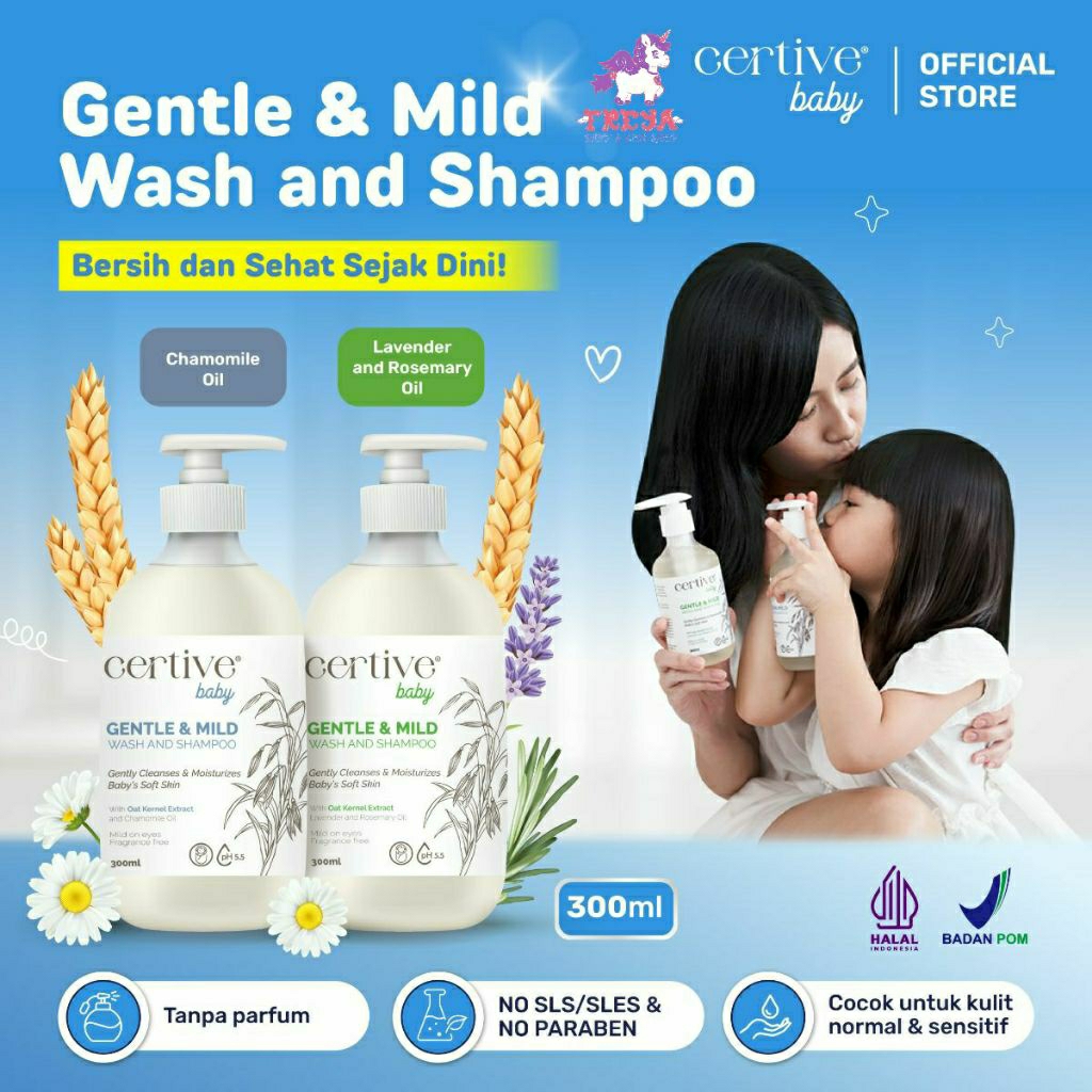 Certive - Baby Gentle & Mild Wash and Shampoo 300ml | Sabun & Shampoo Bayi & Anak