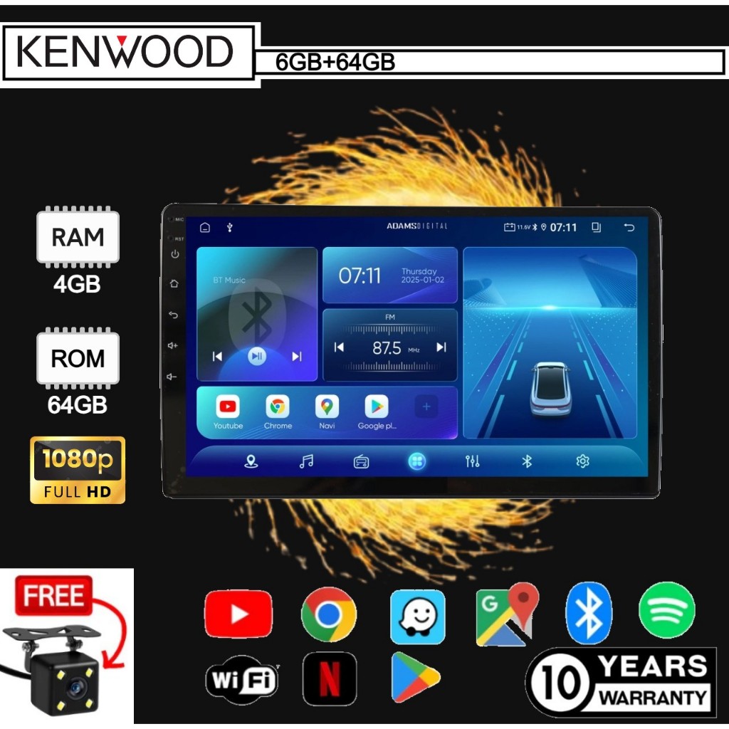[6GB RAM+64GB ROM] Kenwood 2025 Newest Android Player "9"10 inch Quad Core Car Multimedia MP5 Player