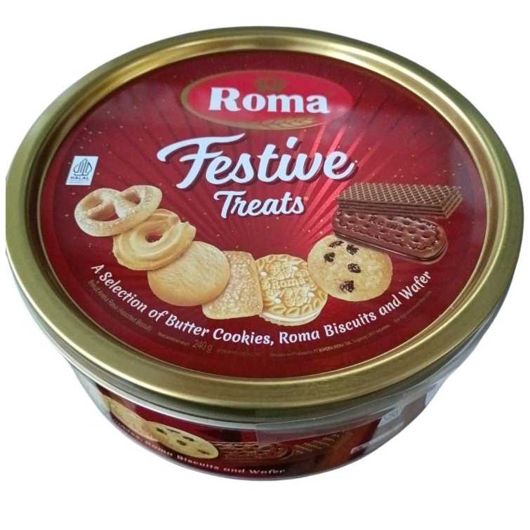 Roma Festive Treats 240 Gr | Butter Cookies Biscuits Wafer | Kue Kaleng Lebaran