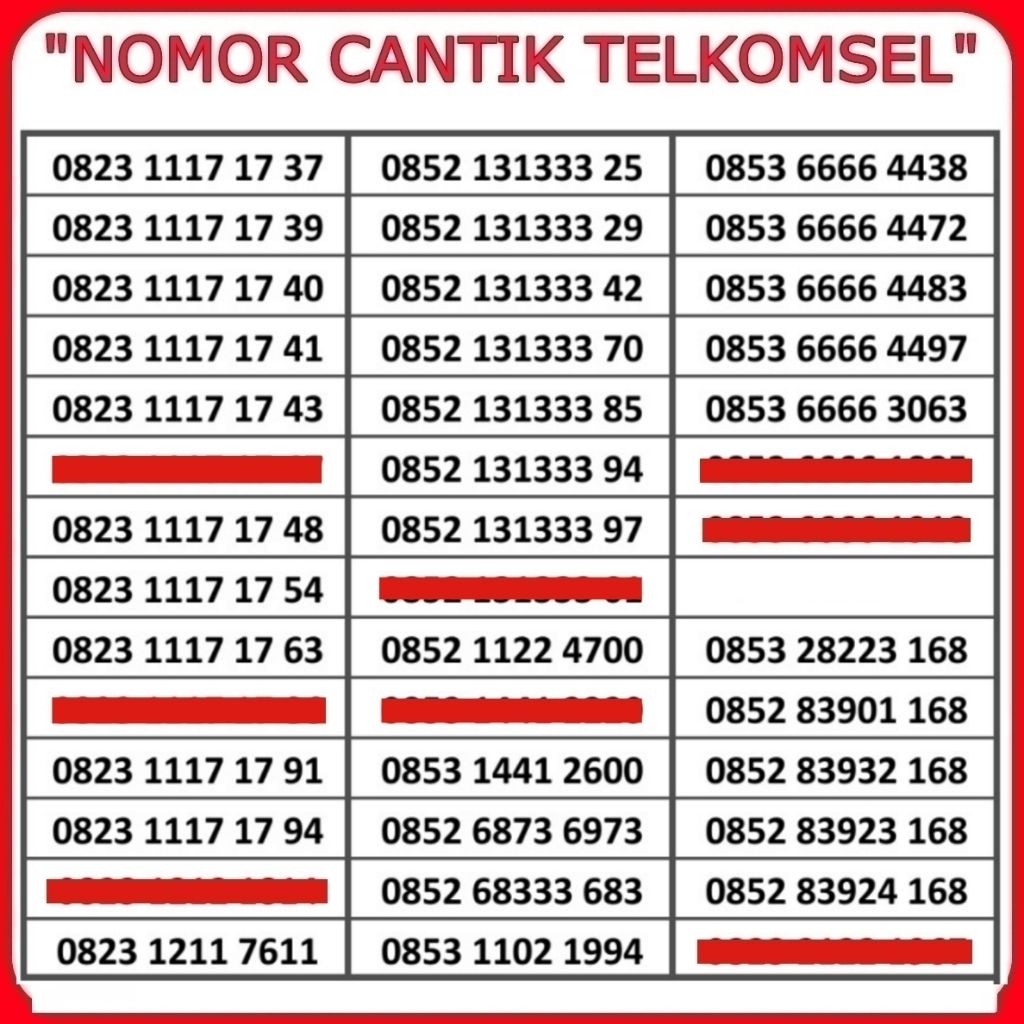 No Cantik Telkomsel Kartu AS Simpati dkk