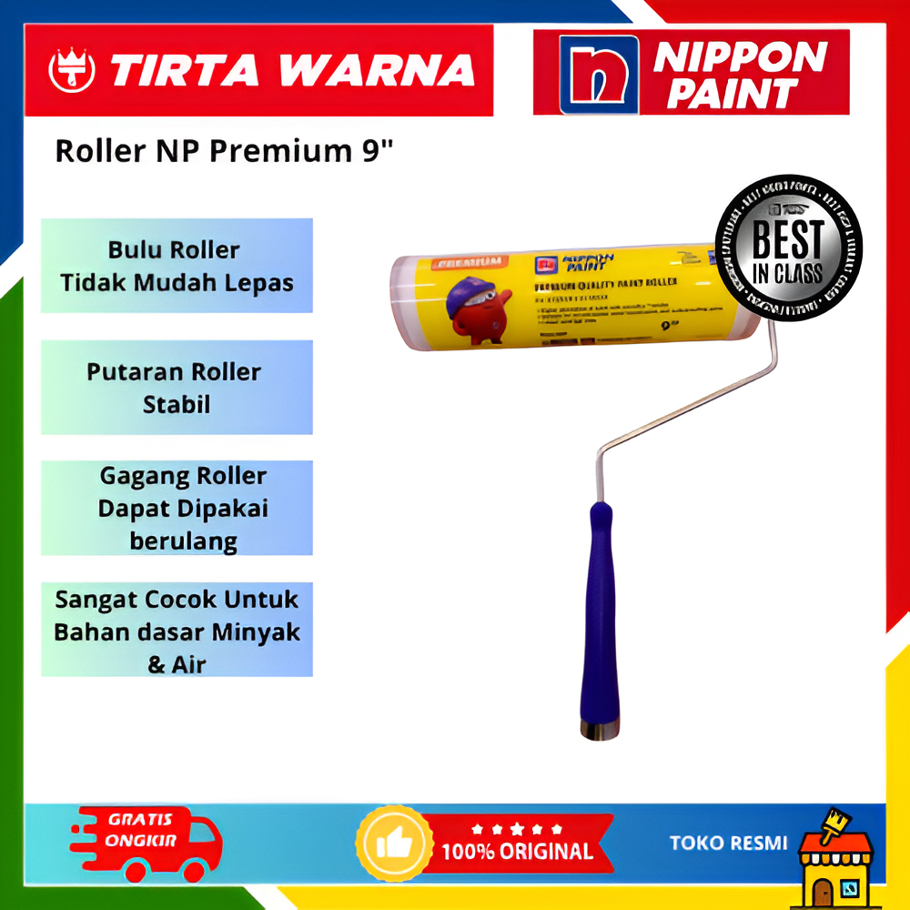 Nippon Paint Roller Cat Tembok 9 Inch Kemasan Kuning Kualitas Super