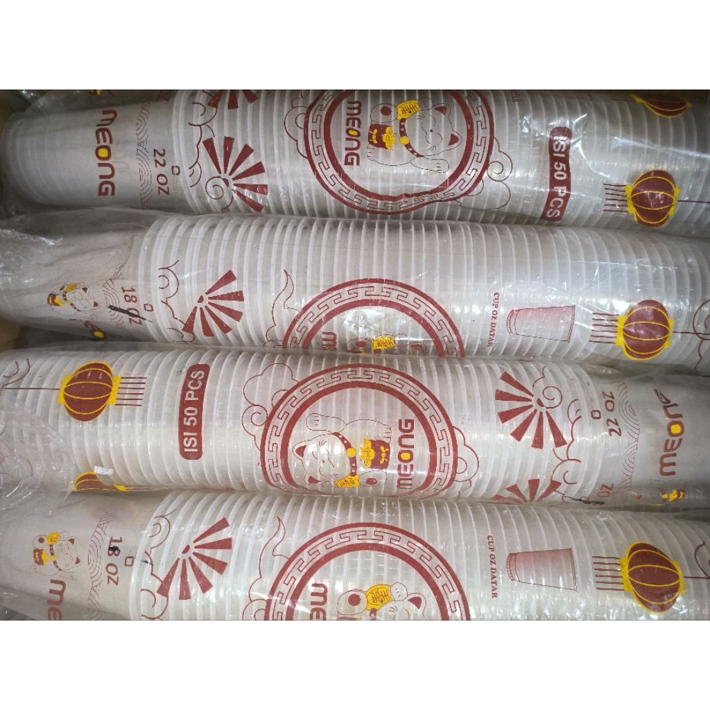 Cup Gelas Bening Meong ukuran 18 OZ Datar