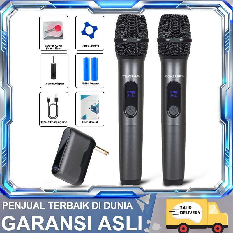 Profesional Mic Microphone Karaoke Wireless UHF baik murah Double Sarung Mikrofon Nirkabel Mikrofon 