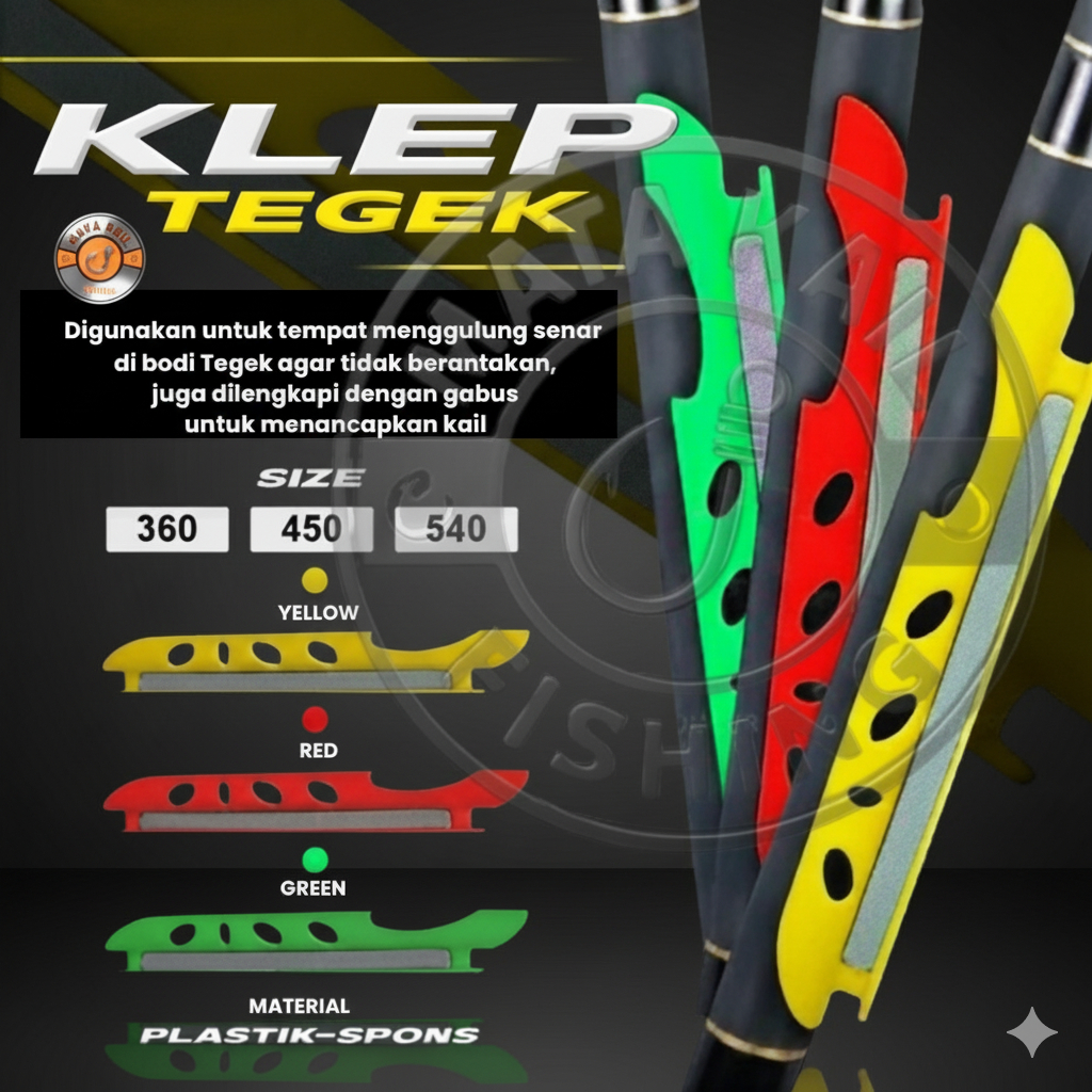 Gulungan Senar Pancing Tegek / Penjepit Senar Tegek Size 360 450 540cm