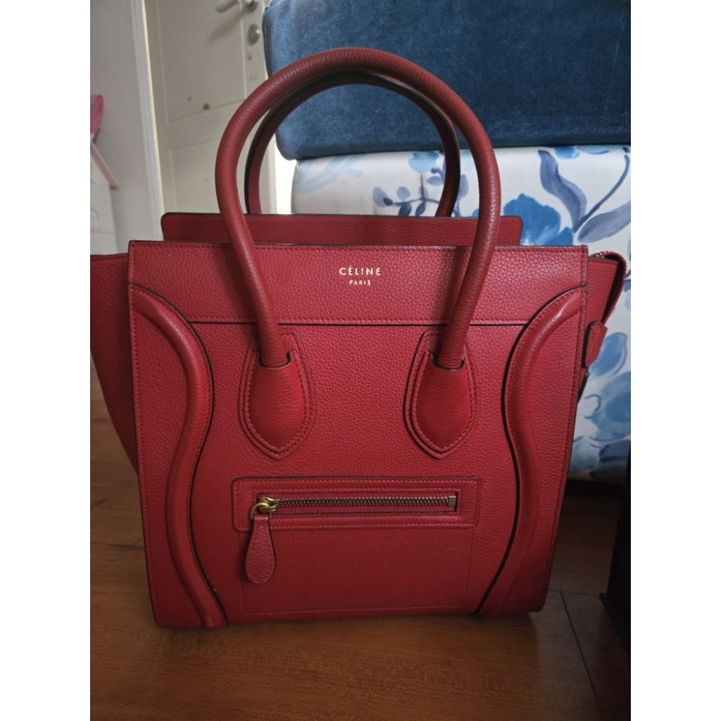 Preloved Celine red micro luggage bag