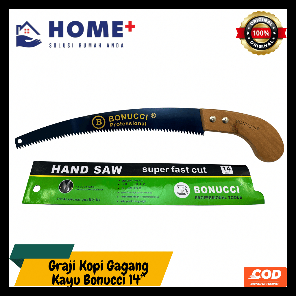 Graji Kopi Gagang Kayu Bonucci 14" - Graji Lengkung gg kayu