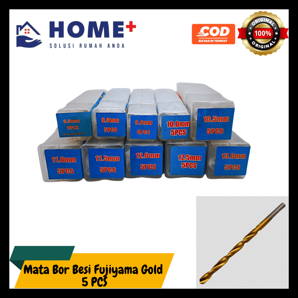 Fujiyama ORIGINAL Mata Bor Besi Gold 8.5-13mm Per Pack Isi 5pcs