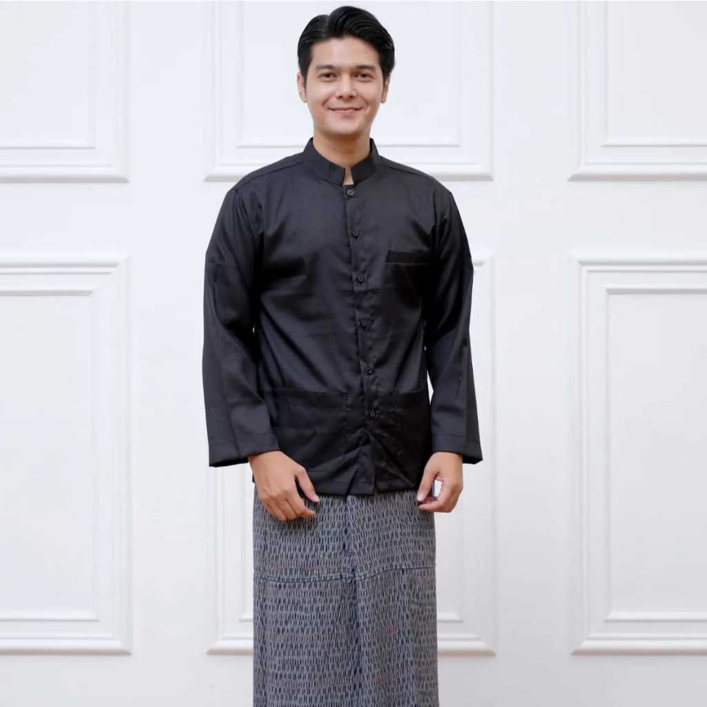 Baju Koko Abha Polos Hitam Katun Toyyobo
