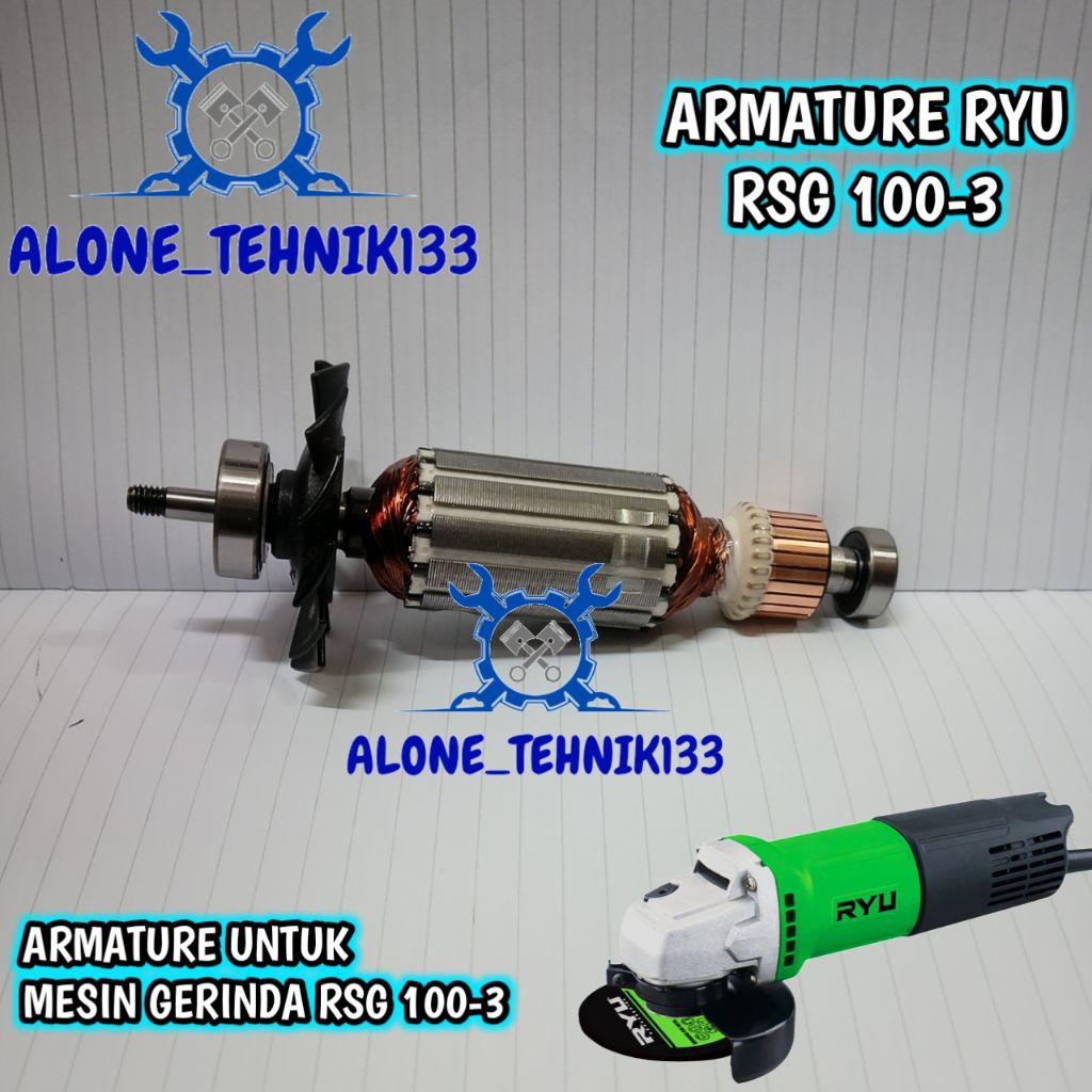 ARMATURE RYU RSG100-3 ANGKER MESIN GERINDA 4INCH RYU RSG 100-3 ROTOR DINAMO MESIN GERINDA TANGAN RYU