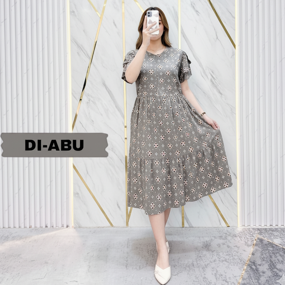 Daster Busui Rayon Premium Midi Dress Wanita Casual Susun Rempel Batik Pekalongan Bumil Kekinian