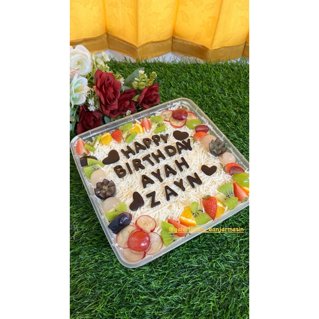 hampers salad buah box 2000ml tulisan coklat