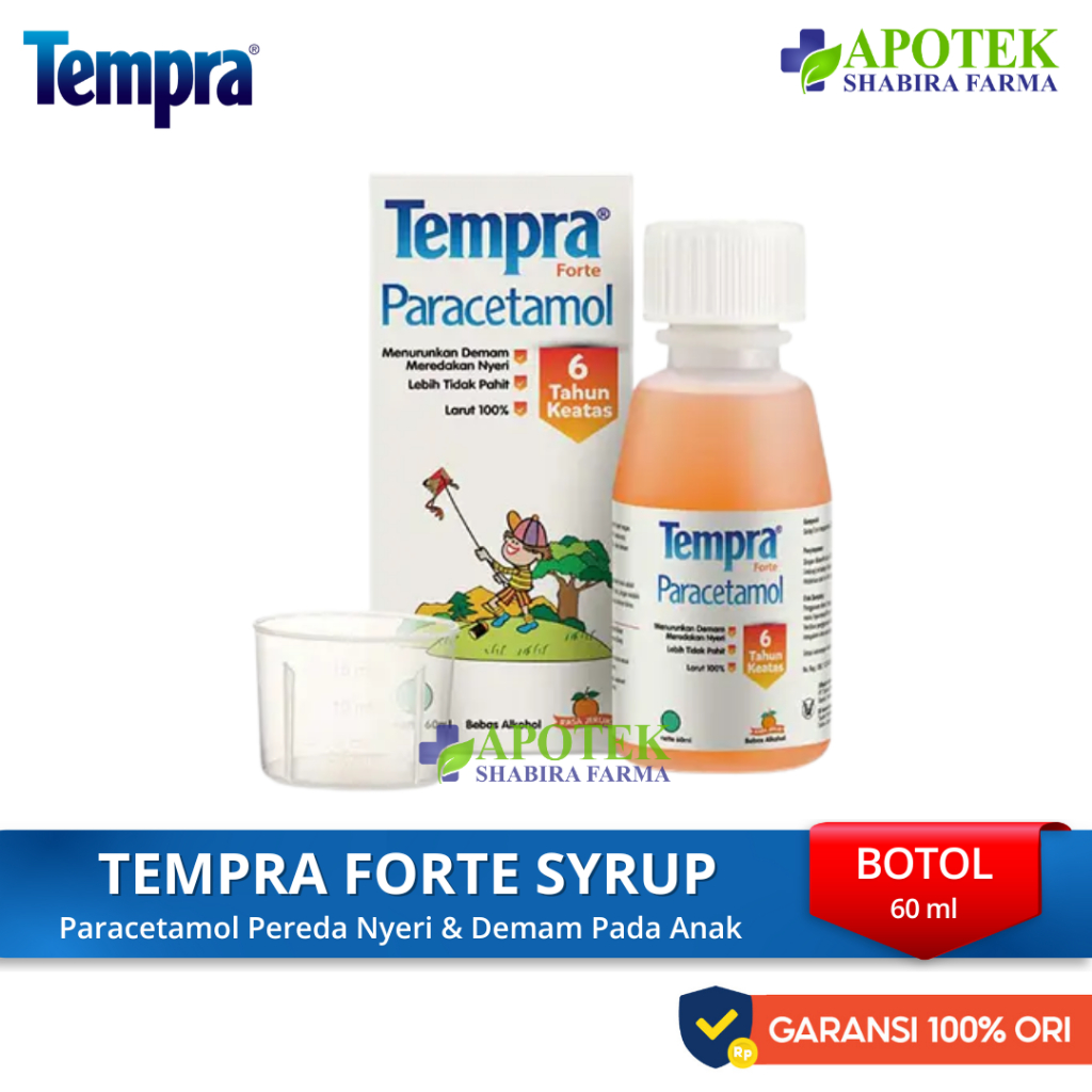 Tempra Forte Sirup 60ml Jeruk Paracetamol Obat Panas Demam Pereda Nyeri Anak 6 Tahun Keatas